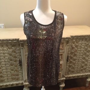 Carole Little , Med,sequin brown tank top